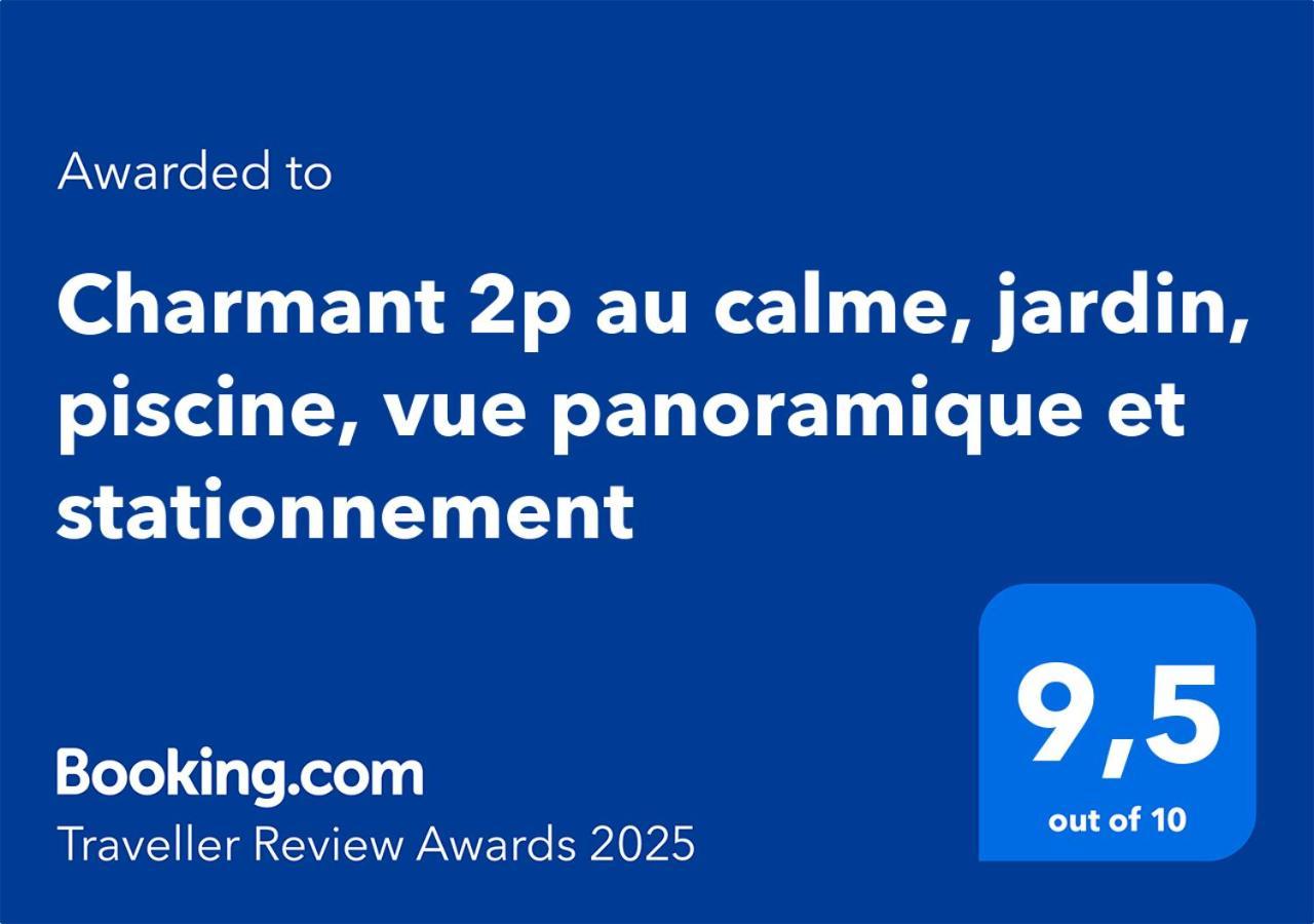 Charmant 2P Au Calme, Jardin, Piscine, Vue Panoramique Et Stationnement Villeneuve-Loubet Exteriör bild